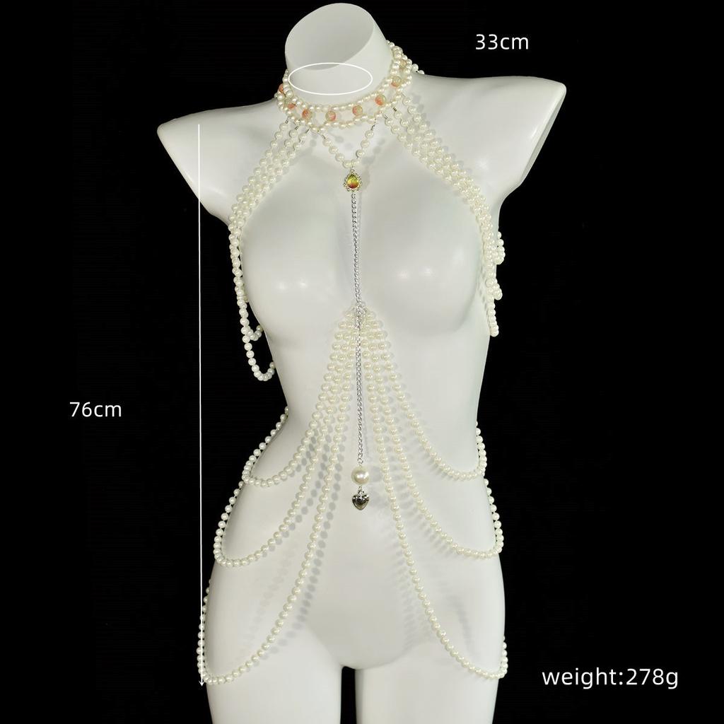 Pearl Body Chain for Evening Party Gatsby Imitation Pearl Chain for Flapper Costume