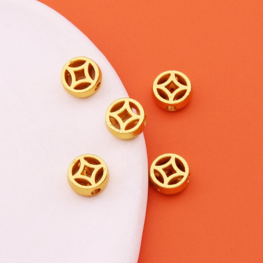 Matte Gold DIY Five Emperors Copper Coins Jewelry: God of Wealth Bracelet, Necklace, and Pendant Accessories