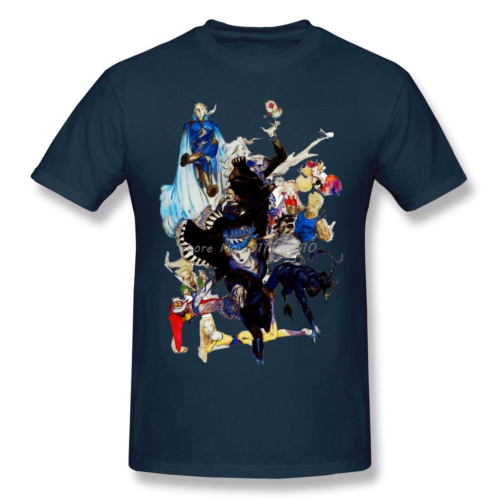 Yoshitaka Amano Final Fantasy VI Main Characters T Shirt White Final Fantasy Printed Tshirt Summer Anime Men Streetwear Harajuku