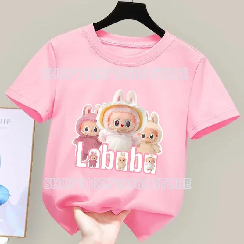 

Детская одежда Labubus Хлопковые футболки Топы для мальчиков и девочек Крутая модная удобная мультяшная аниме футболка с графическим принтом Подарки для вечеринок 150