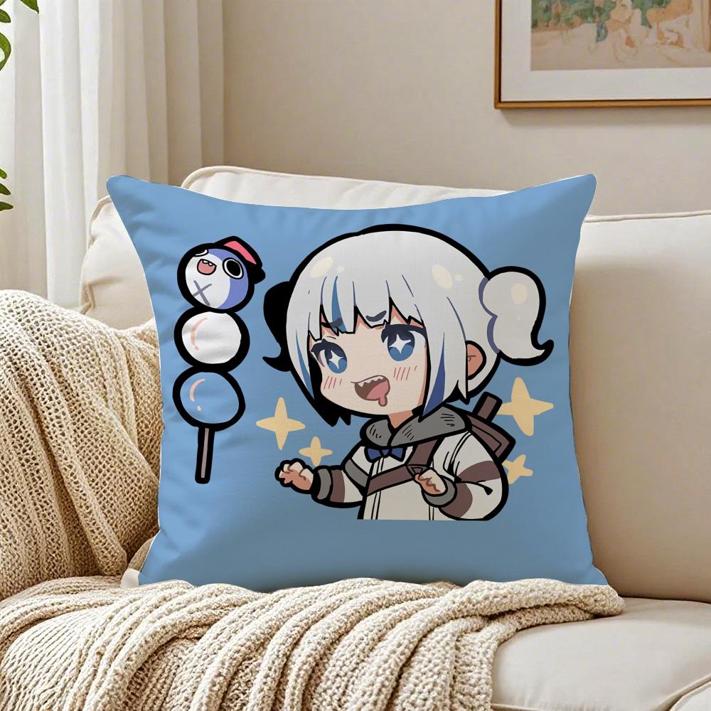 Cute Japanese Anime Hololive GGawr Gura Cushion Cover Pillowcase Antidustmite living Room Sofa Decor Cushion Room