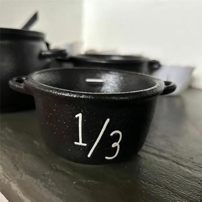 ABNO-Mini Witch Candles Cauldron Set, 4Pcs Small Cauldron, Cauldron Measuring Cups, Candy Buckets Halloween Decorations
