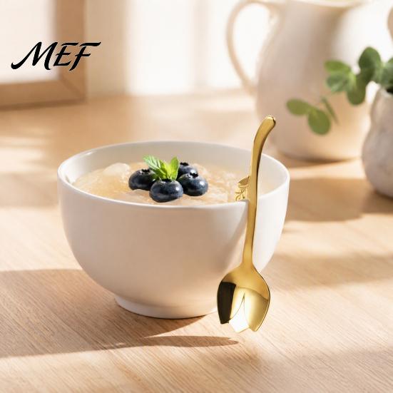 Decorative Spoon Tulip Shaped Stainless Steel Spoon, Long Handle Coffee Ice Cream Kitchen Flatware Dessert Serving with Hanging Hook, Utensils