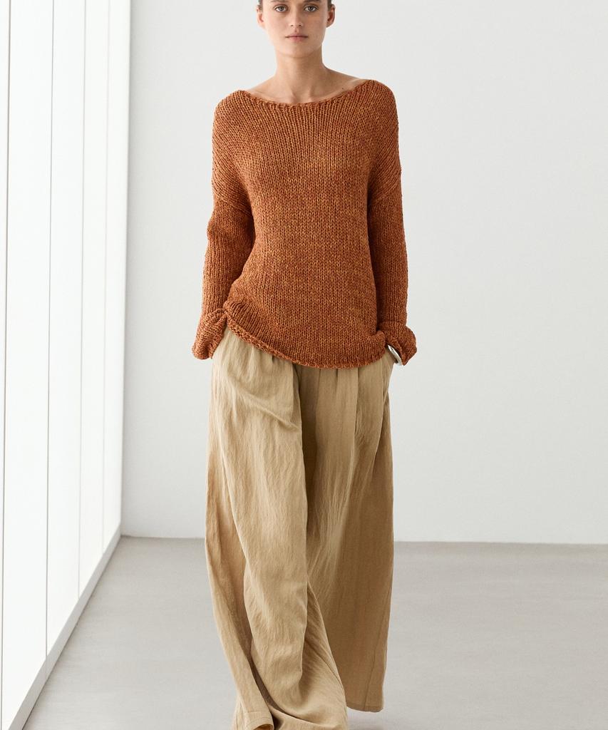 Masimodutti Cotton Blend Open Knit Sweater