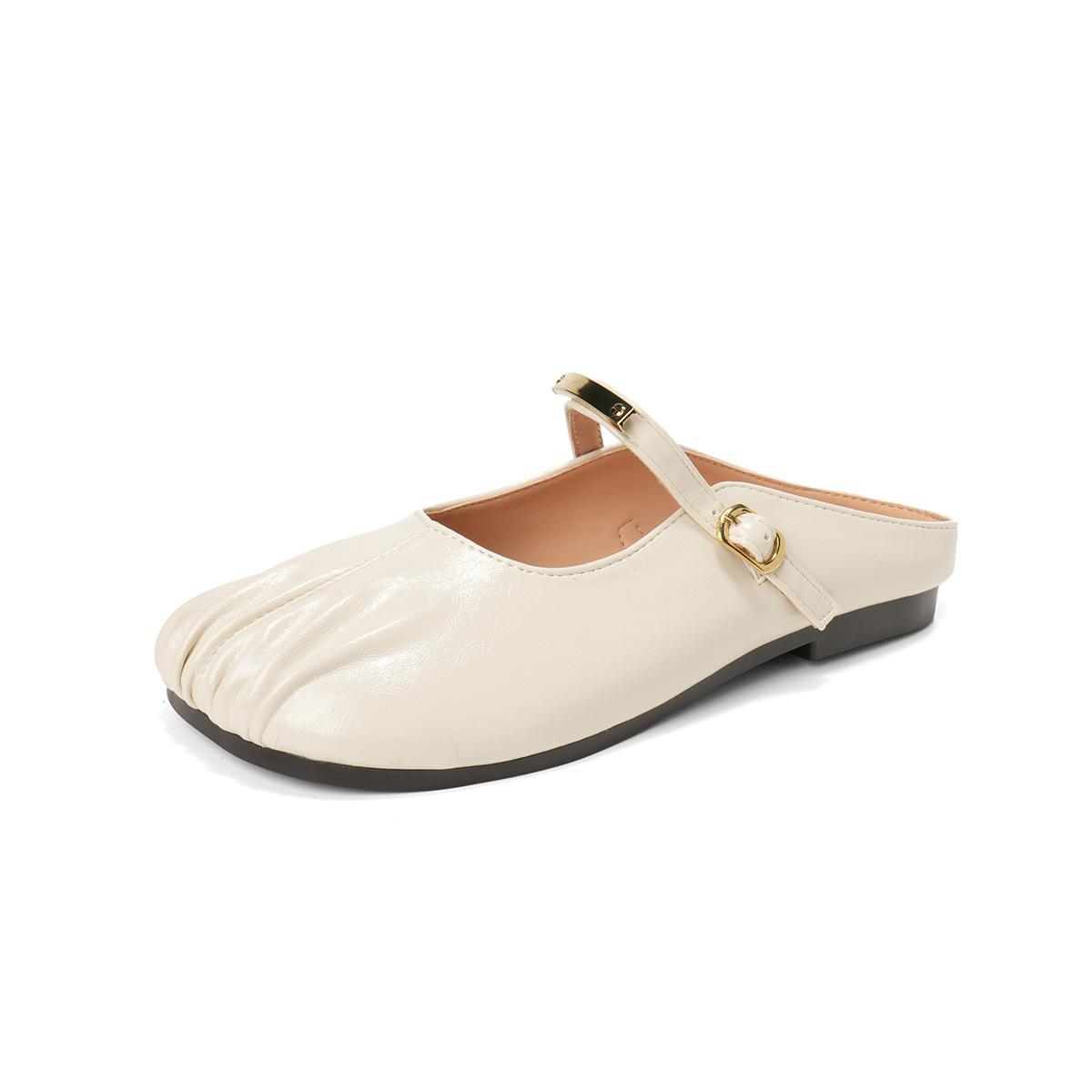 

Temperament Fairy Metal Versatile Casual Soft Bottom Baotou Slippers Women s Head Folds Lazy One Foot Cool Slippers Women 43 абрикосовый