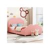 Lit enfant - MUVOE - 90 x 200 cm - Velours rose doux - Cadre en bois robuste - Design nuage