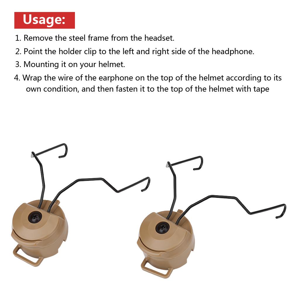 

1 пара тактических держателей для гарнитуры типа Sordin для крепления на рельсы шлема Fast (Загар)