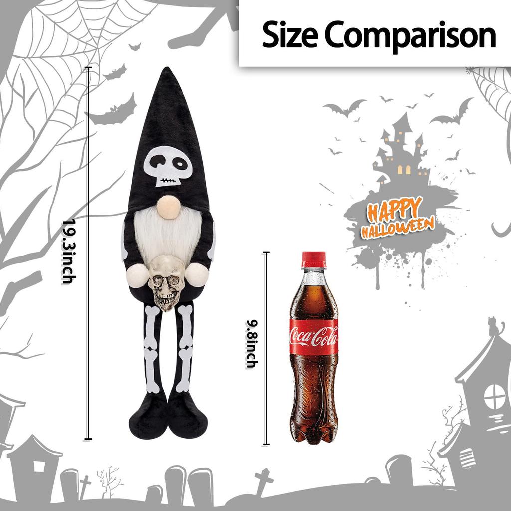 Halloween Dwarf Doll Holding A Skulls, Holiday Decoration Props, Horror Long-legged Doll