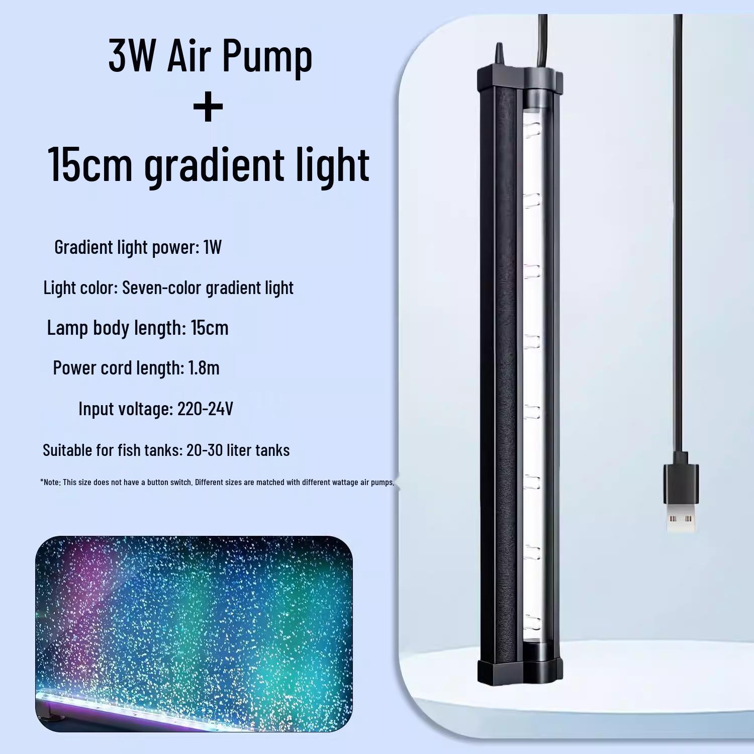 Nano Bubble Aquarium LED Light: Waterproof, Seven-Color, Oxygenating Decorative Dive Light