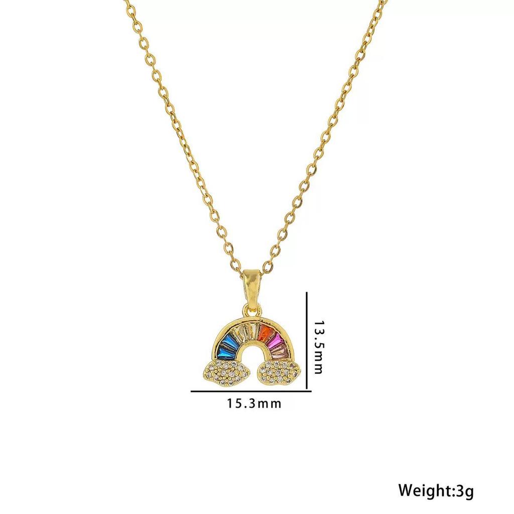 Colorful Rainbow Necklace with Micro-set Zircon: High-Quality, Exquisite Jewelry for Girls