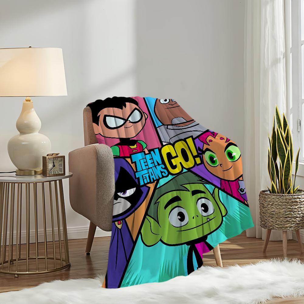 Coperta Peluche Go Carina Cartone Animato Tappeto per Pisolino Divano per Soggiorno Stanza T-Teen Ufficio Caldo Stanza da Letto T-Titans Compleanno Casa Viaggio Regali per Bambini