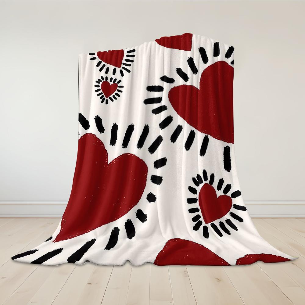 Illustration Love Flannel Blanket Warm Soft Halloween Christmas Couch Warm Cozy Decorative Decor Gift For All Season