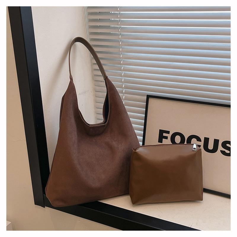 Crossbody bag suede bag women's new versatile shoulder bag retro large-capacity commuter tote bag