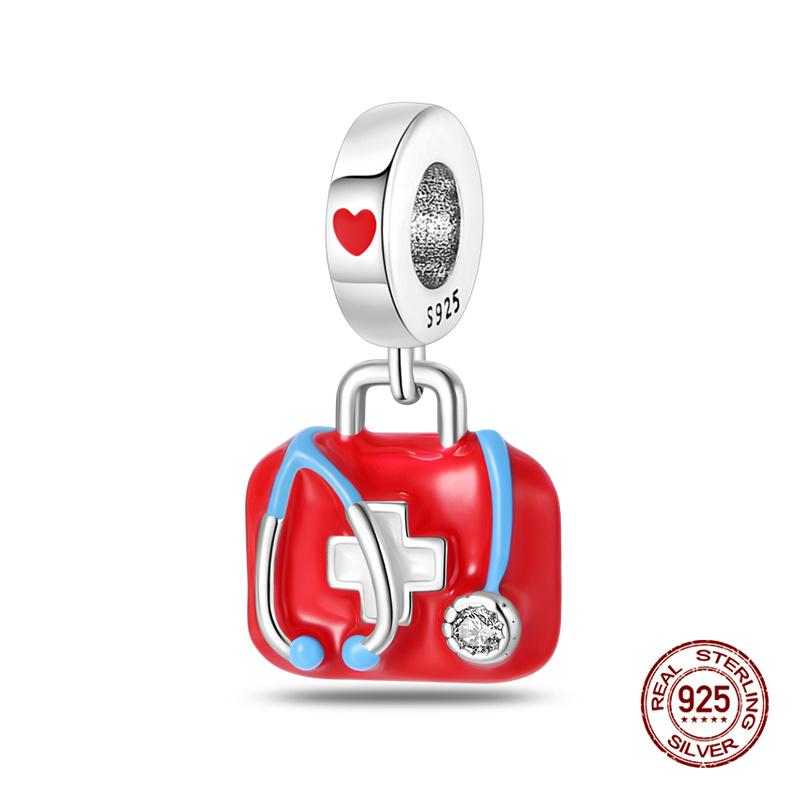 New In Medical Care Series-Medical Box Heart Charms Beads Fit 3Mm Original Bracelet Women Copper Fine Charms Jewelry Gifts