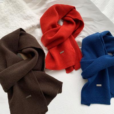 Scarf Women's Winter Scarf Solid Color Versatile Korean New Popular Winter Soft Knitting Men