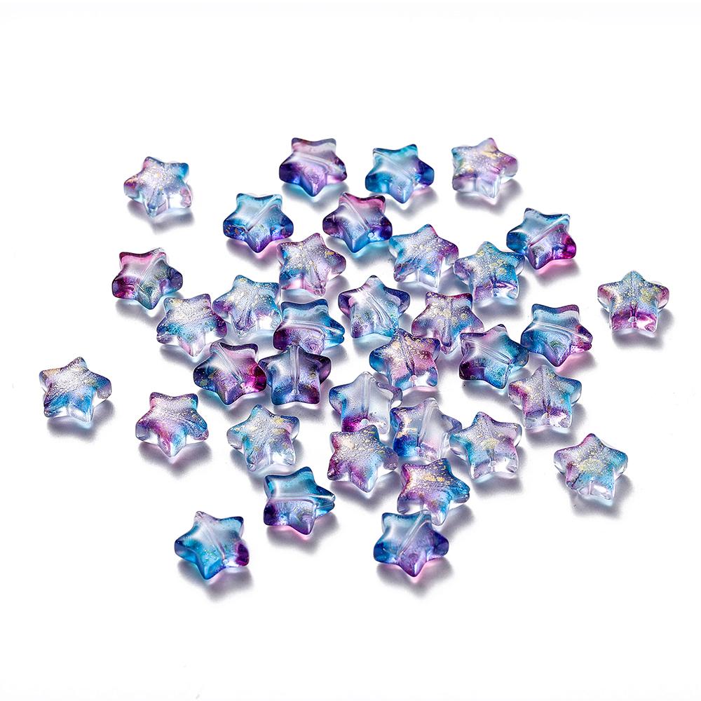 30Pcs 8/9mm AB Color Five-pointed Star Beads Czech Glass Loose Spacer Beads for Jewelry Making Hairpin Handmade DIY Accessories
