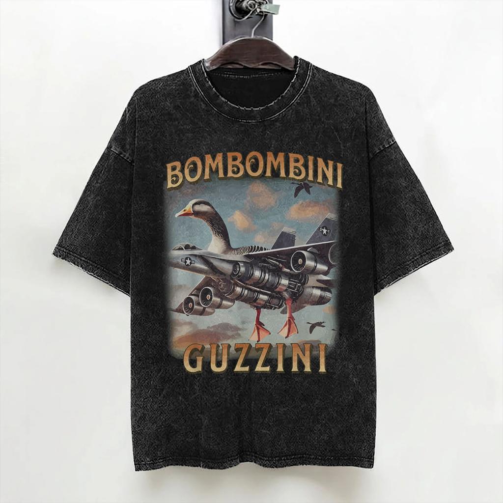 Bombardino Crocodilo Italian Brainrot Washed T Shirt Streetwear Hip Hop Casual Tshirt  Tees Men Women Short Sleeve Oversize