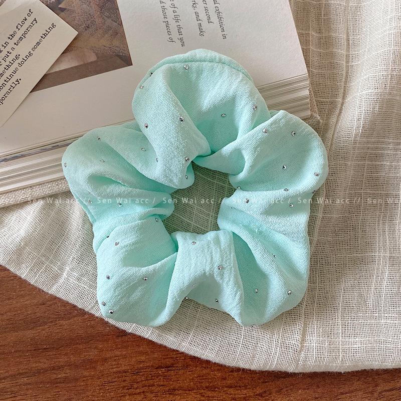 

Mint Mambo Green Large Intestine Hair Rope Female Summer Side Ponytail Fat Intestine Head Rope Gentle Gypsy Head Flower Hair Accessories