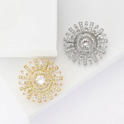 Fashion Light Luxury Micro-Inlaid Copper Zircon Sun Talk Brooch Exquisite Creative Women'S Clothing Corsage Jewelry Pin