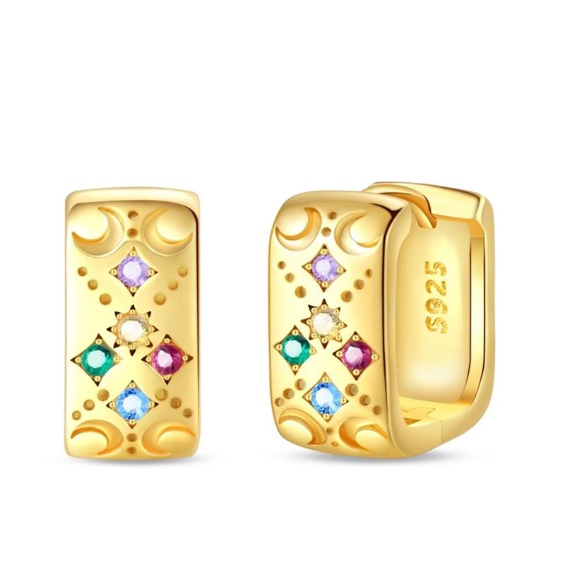 Women's 925 Silver Classic Gold Pearl Inlaid Earrings Elegant Suitable For Engagement Wedding Party Exquisite Jewelry
