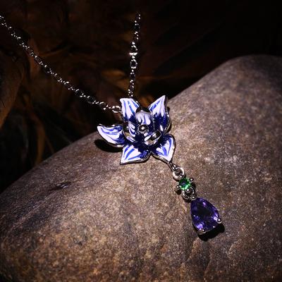 Women's New Fashion Jewelry Set Beautiful Flower Stamen Handmade Enamel Necklace Earring Set Wedding Party Jewelry Set
