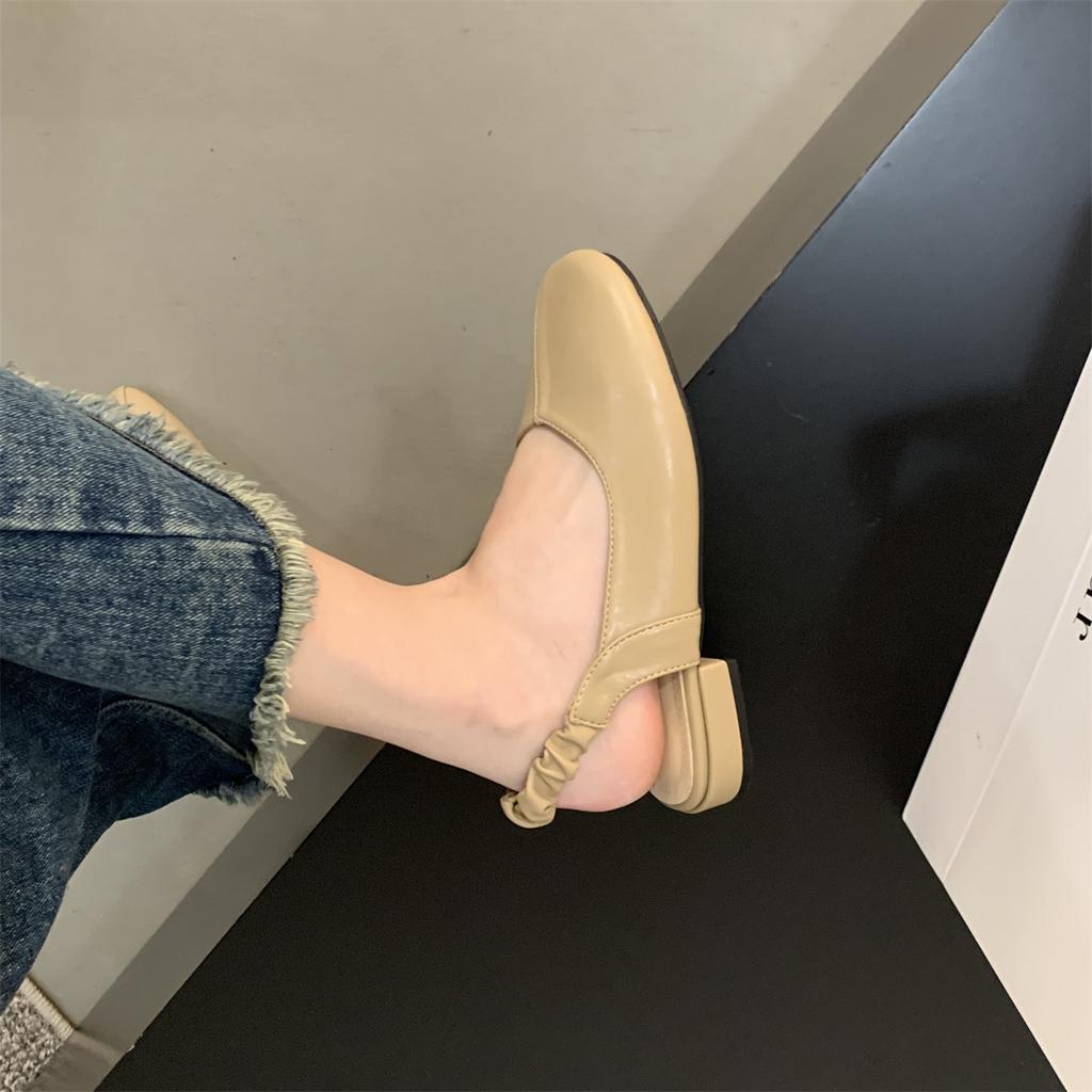 Fashion Hot Selling 2025 New Summer Elegant Ladies Sandals Fashion Ladies Elastic Band Flat Heel Women Shallow Party Shoes Square Heel