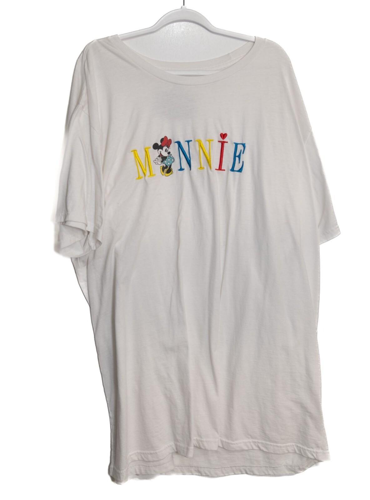 Mickey and Co. Minnie Mouse White Size 3XL T-Shirt Embroidered Letters Casual XXXXL