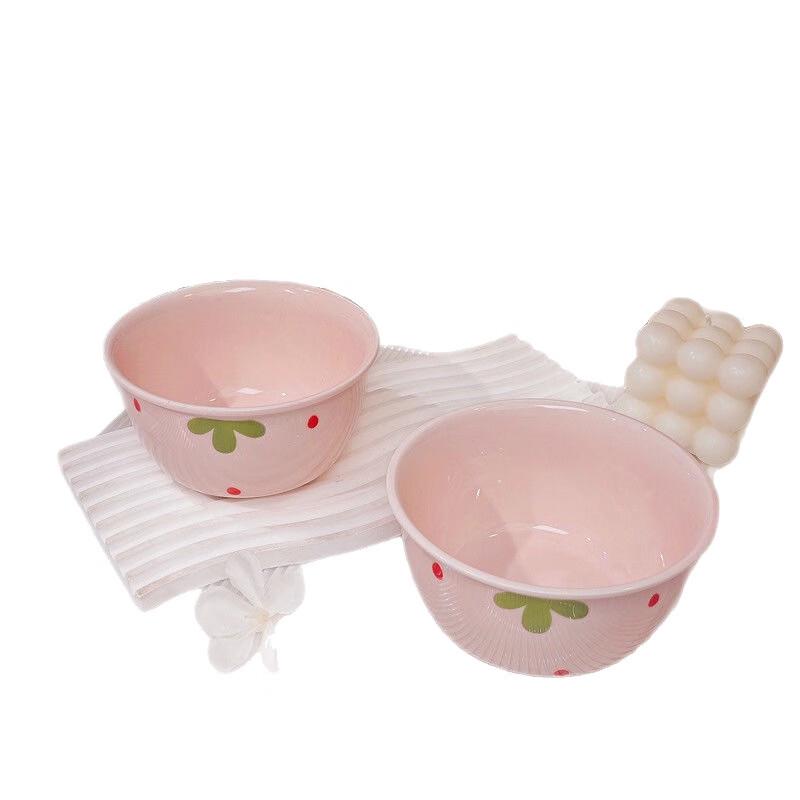 ZISIZ Strawberry Bow-Knot Ceramic Bowl
