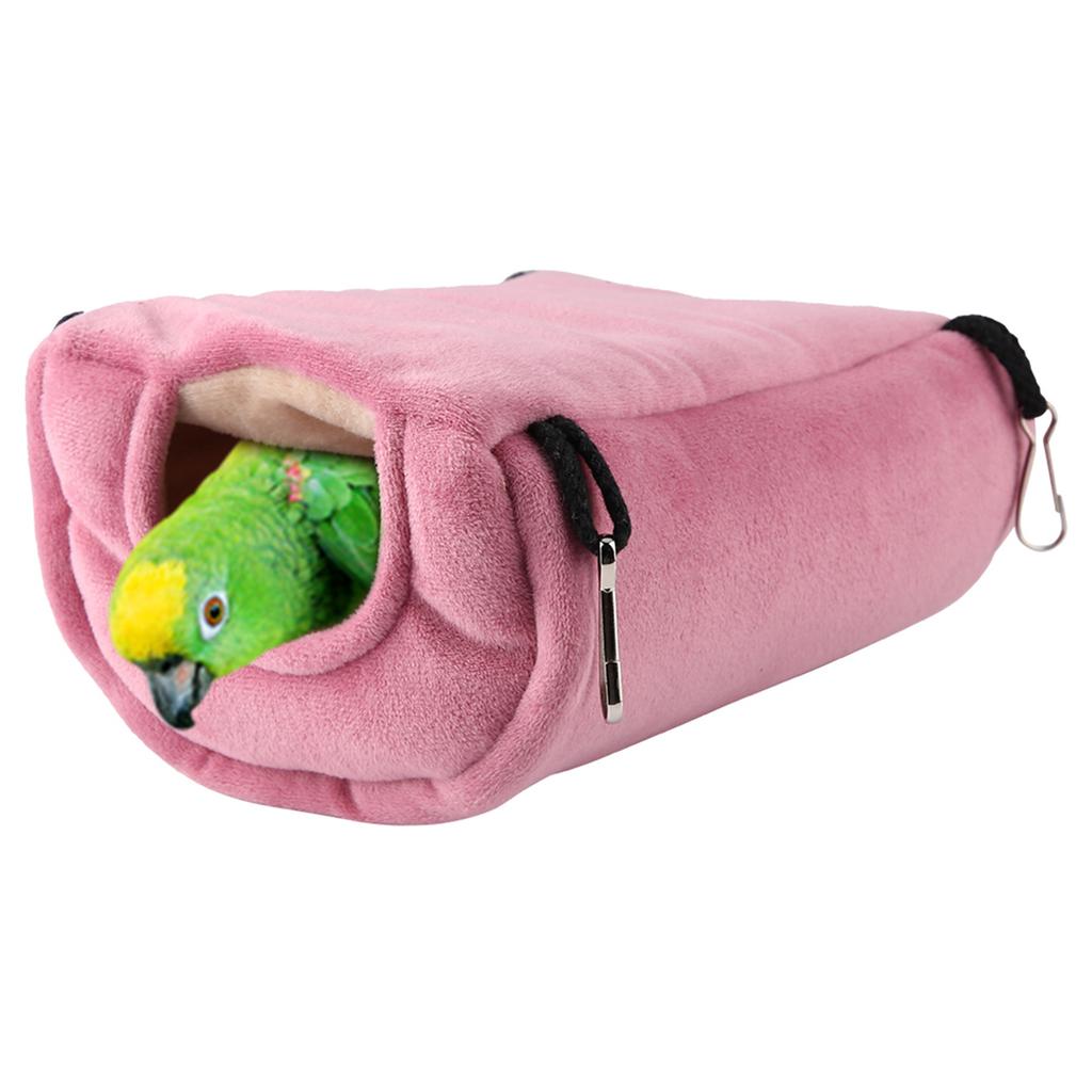 Windproof Warm Parrot Nest Plush Hammock Hanging Swing Bed Cave for Pet Bird (L)