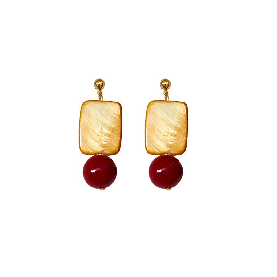 Silver Needle Glass Bead Pendant Stud Earrings: Retro Chinese Fashion, Light Luxury High-End Jewelry for Women
