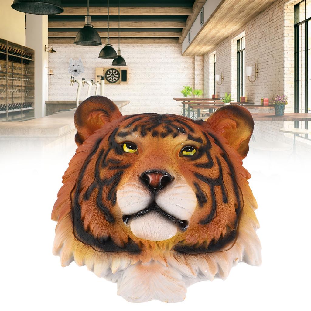 3D Simulation Animal Head Statues Wall Decor Resin Unique Exquisite Animal Head Statues Wall Hanging Sculpture for Home Bar