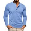 Spring Autumn Long Sleeve T-Shirt Mens Casual Solid Color Tops Henley Neck Slim Versatile Work T-Shirt Breathable Outdoor Thin Tees