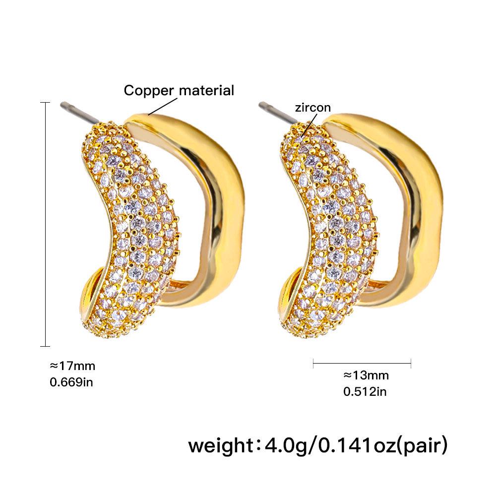 Elegant Round Earrings: Brass with Gold Electroplate & Zircon Inlay for a Versatile, Fashionable Style