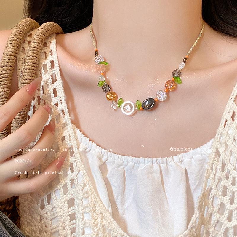 Mori Atmosphere Flower Necklace Female Sweet Cool Spice Girl Style Premium Clavicle Chain Holiday Style Necklace