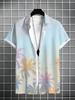 Men's Vibrant Beach Print Shirt Lightweight Summer Vacation Casual Top with Collar