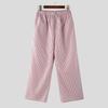 INCERUN Men Elastic Waist Pants Casual Home Wear Striped Print Long Trousers