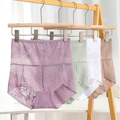 Plus Size L-3XL High Waist Sexy Lace Women's Panties Flower Underwear Butt Lift Knicker Breathable Briefs Intimates Underpants