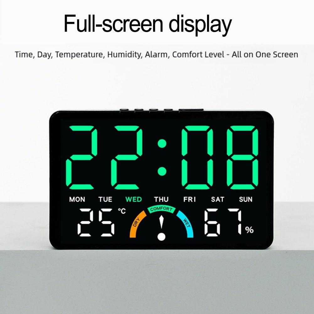 Temperature Humidity LED Electronic Clock with Large Screen for Wall or Table