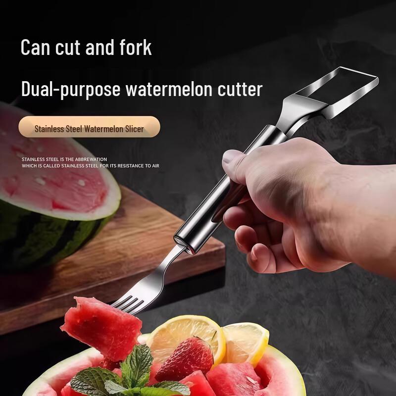 Stainless Steel Dual-Head Watermelon Slicer and Fork