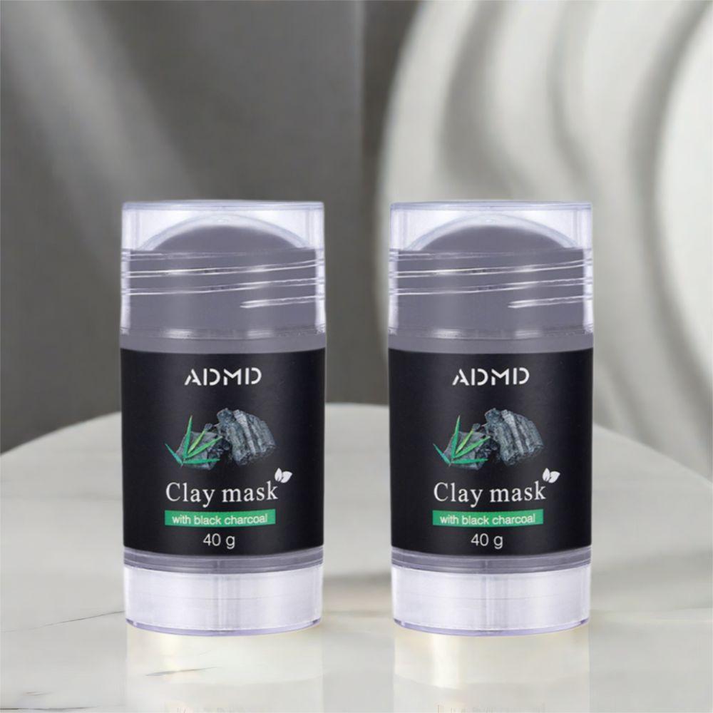 2pcs Deep Adsorption Bamboo Charcoal Mud Mask Stick Oil Absorbing Pore Refining Blackhead Mud Mask Blackhead Removal