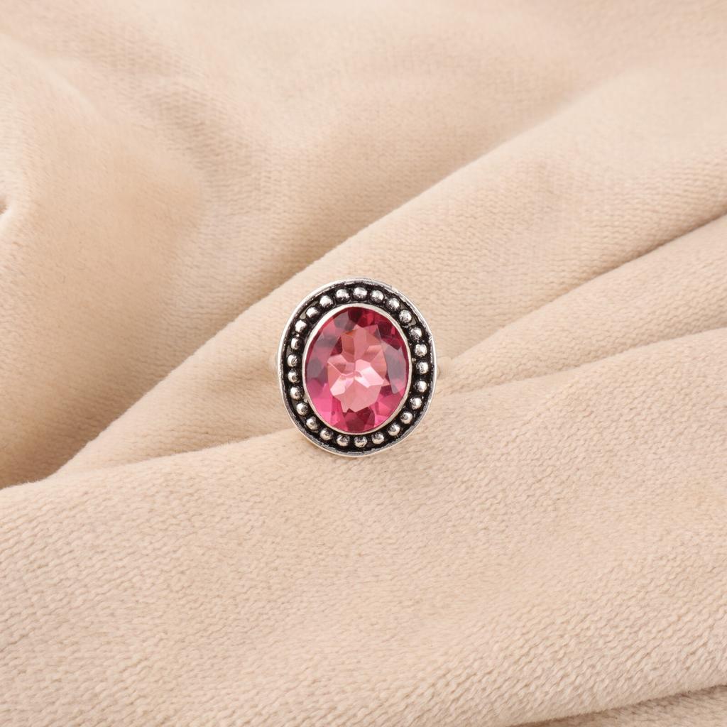 Pink Tourmaline Gemstone 925 Sterling Silver Jewelry Handcrafted Partywear Ring RR-62-1