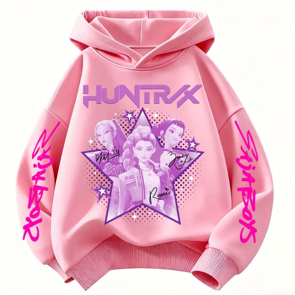 Felpa per Bambini KPop Demon Hunter Huntrix Autunno Ragazzi Ragazze Moda Street Pullover Abbigliamento per Bambini