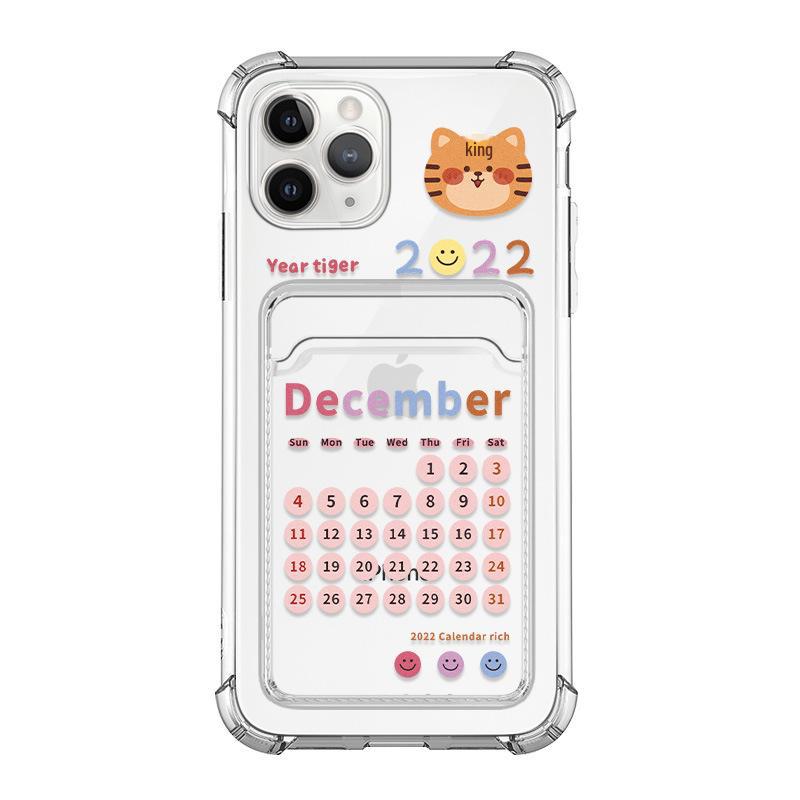 

Чехол-держатель для карточек Zhitai New Year Tiger Calendar для iPhone 16, совместим с iPhone 15 Pro и 8 Plus, прозрачный дизайн 7PLUS/8PLUS