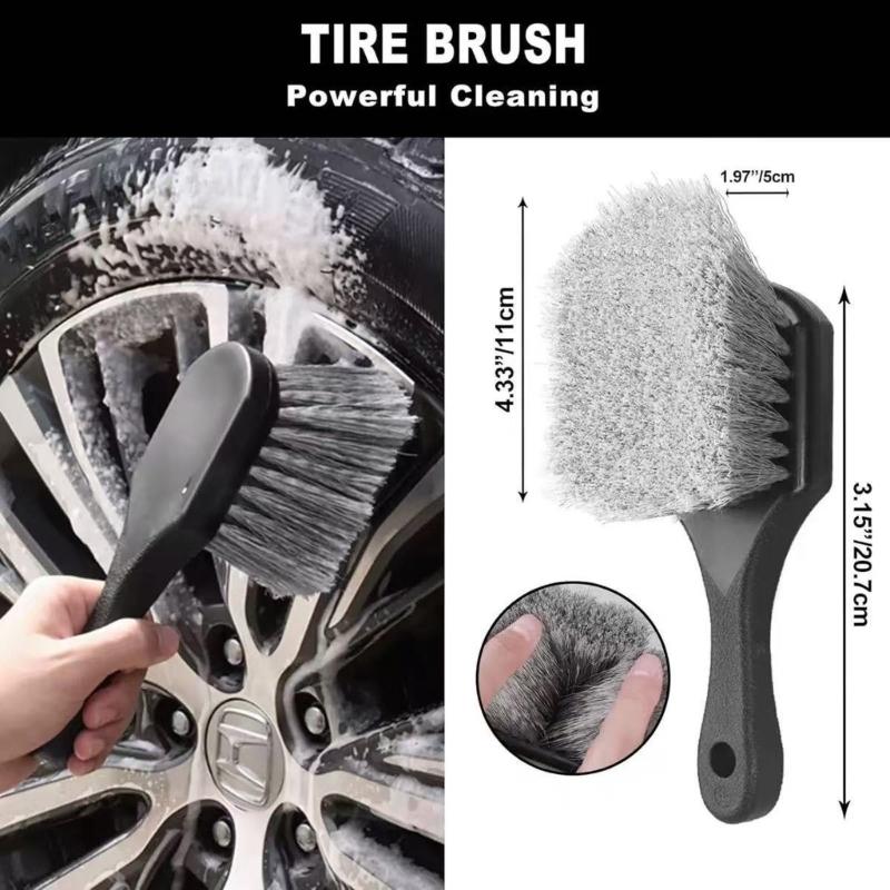 7Pcs Soft Bristle Wheel Brushes For Car Detailing Short Handle Design Non Scratch Plastic Cleaning Tools