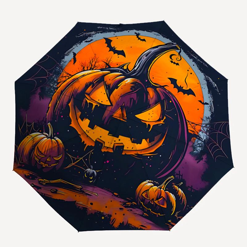 

1pc Pumpkin Moon Automatic Open/Close Umbrella, Windproof, Folding Compact Umbrella with Lightweight Design for Women/Men180