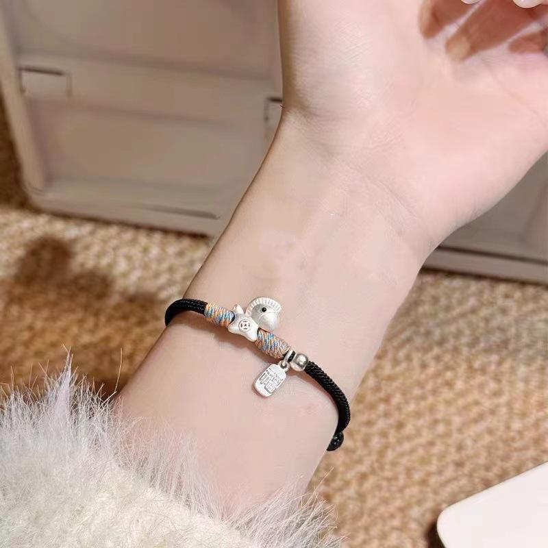 2026 Horse Year Red Lucky Woven Rope Bracelet For Women Chinese Style Horse Bracelets New Year Blessing Jewelry Gifts
