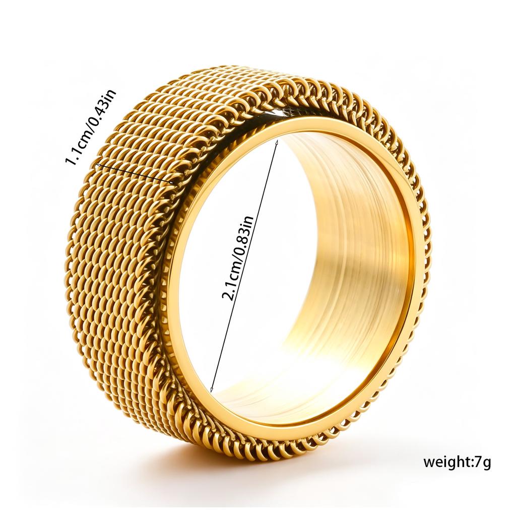 6mm/8mm Rotatable Grid Stainless Steel Ring Decompression Rotating Couple Ring Jewelry