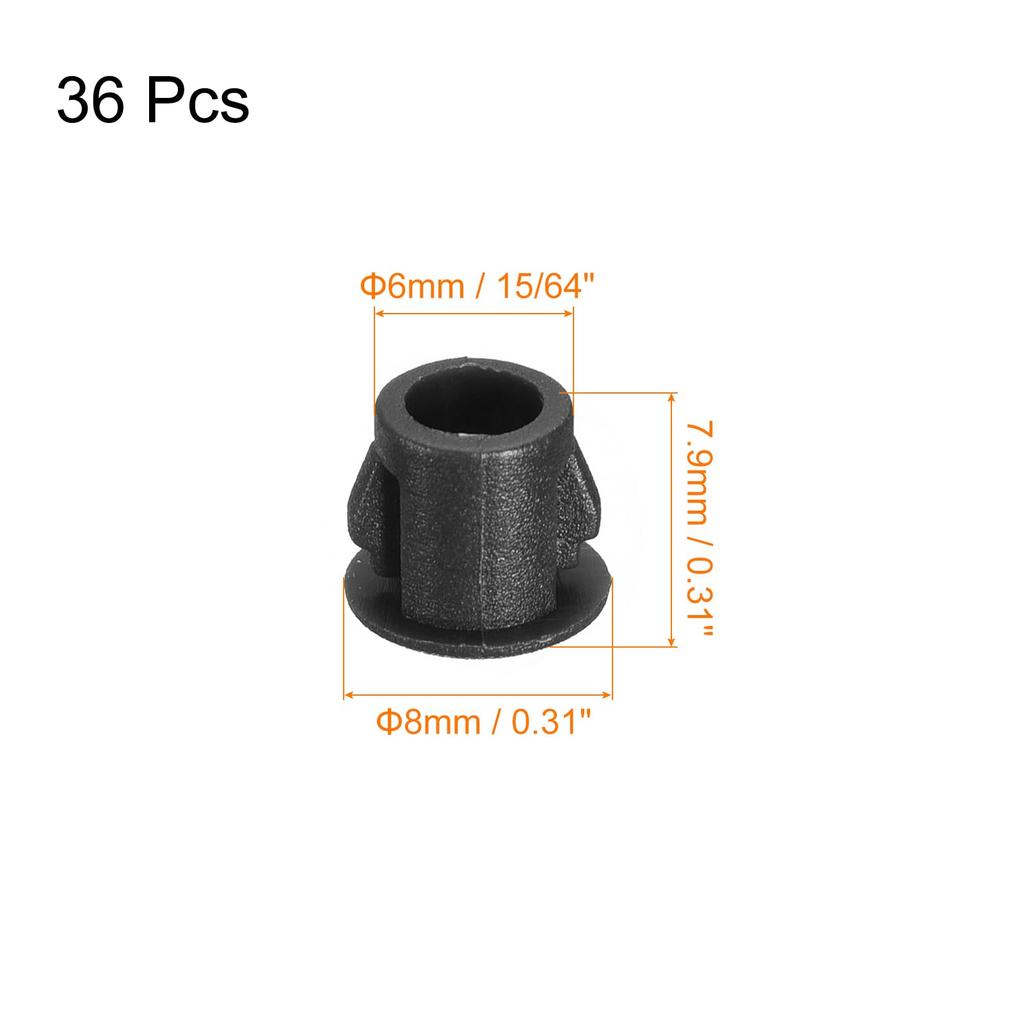 uxcell 36pcs Hole Plugs 6mm Bar End Caps Plastic Dustproof Durable Erector Pipe for Furniture Table Chair Legs Black