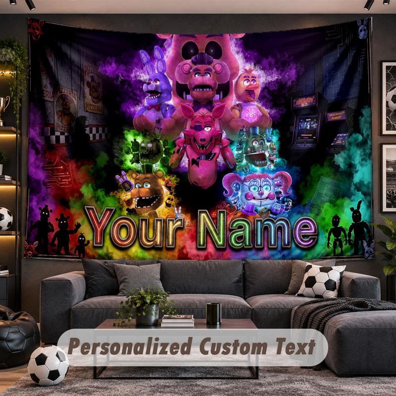 Wall Hanging Tapestry Custom NameFive Nights at Freddy’s Pattern Personalized Printed Fabric Wall Decor
