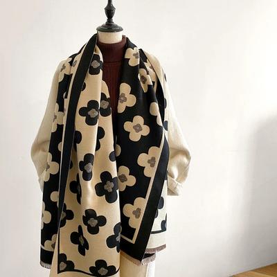 Winter Damen Schal Luxus Design Doppelseitig Kaschmir-Gefühl   Blumen Warmer Schal Schal Damen Schal Winter